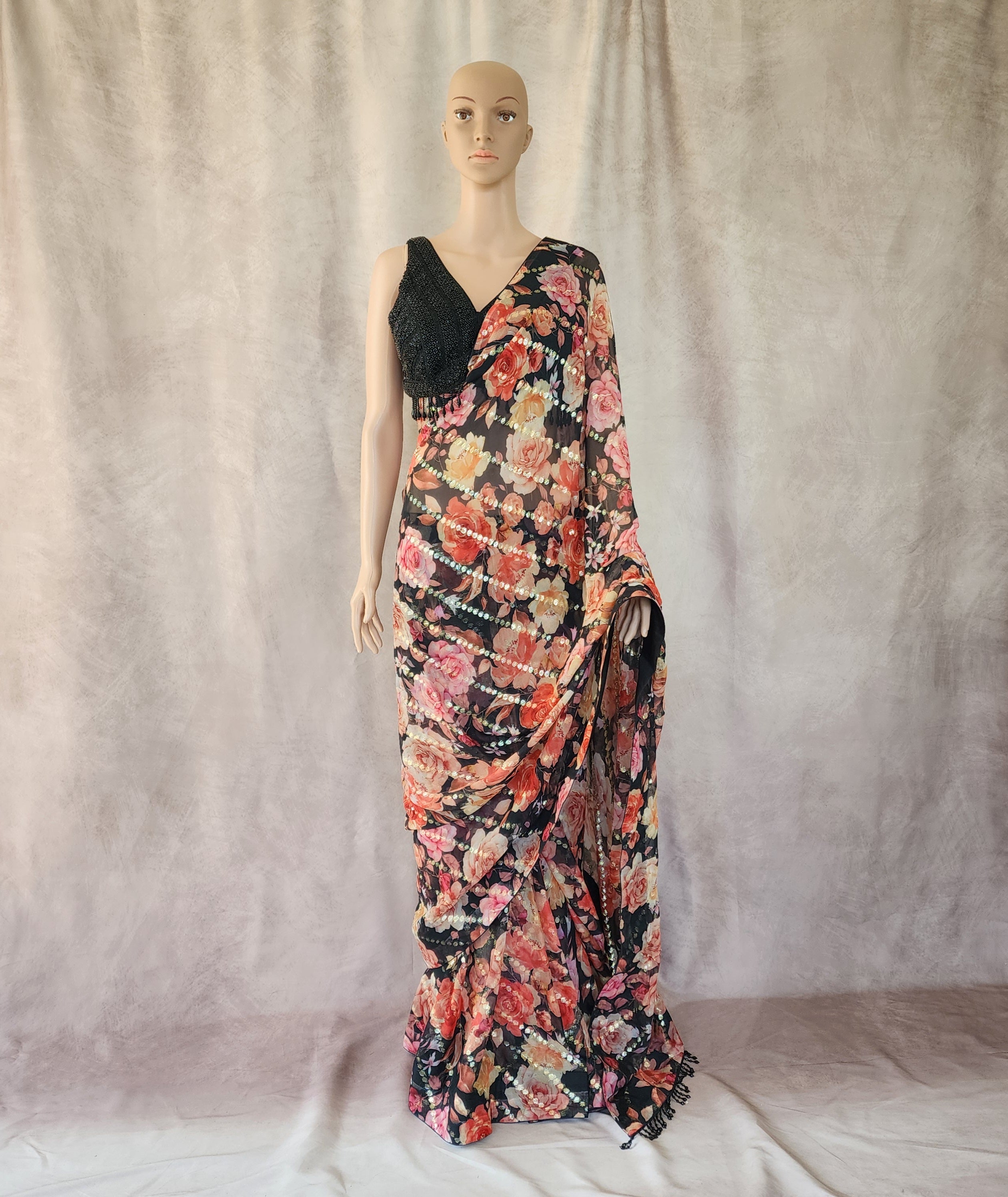 Floral Pre-Tied Sari
