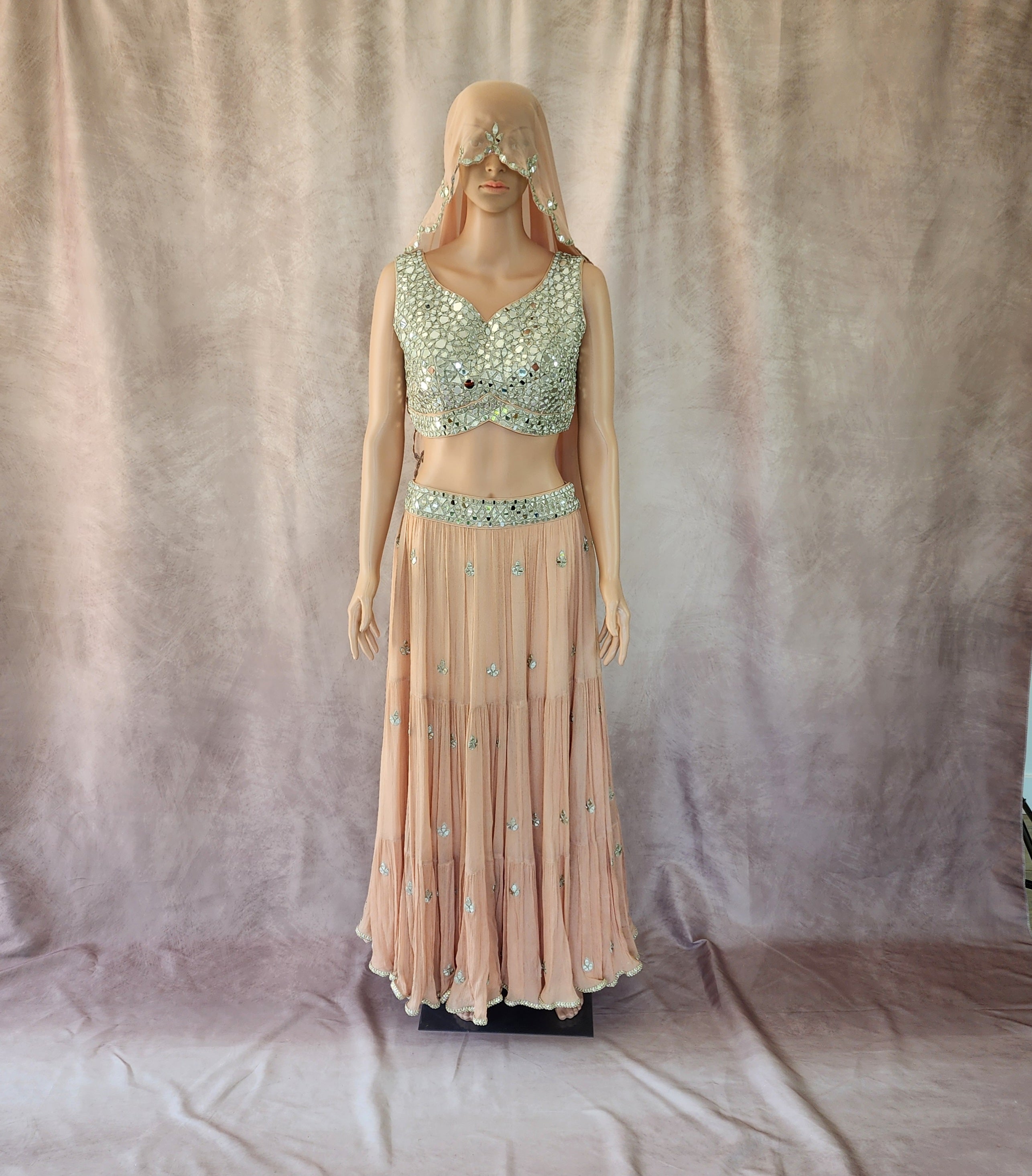 Peach Mirror Lehenga