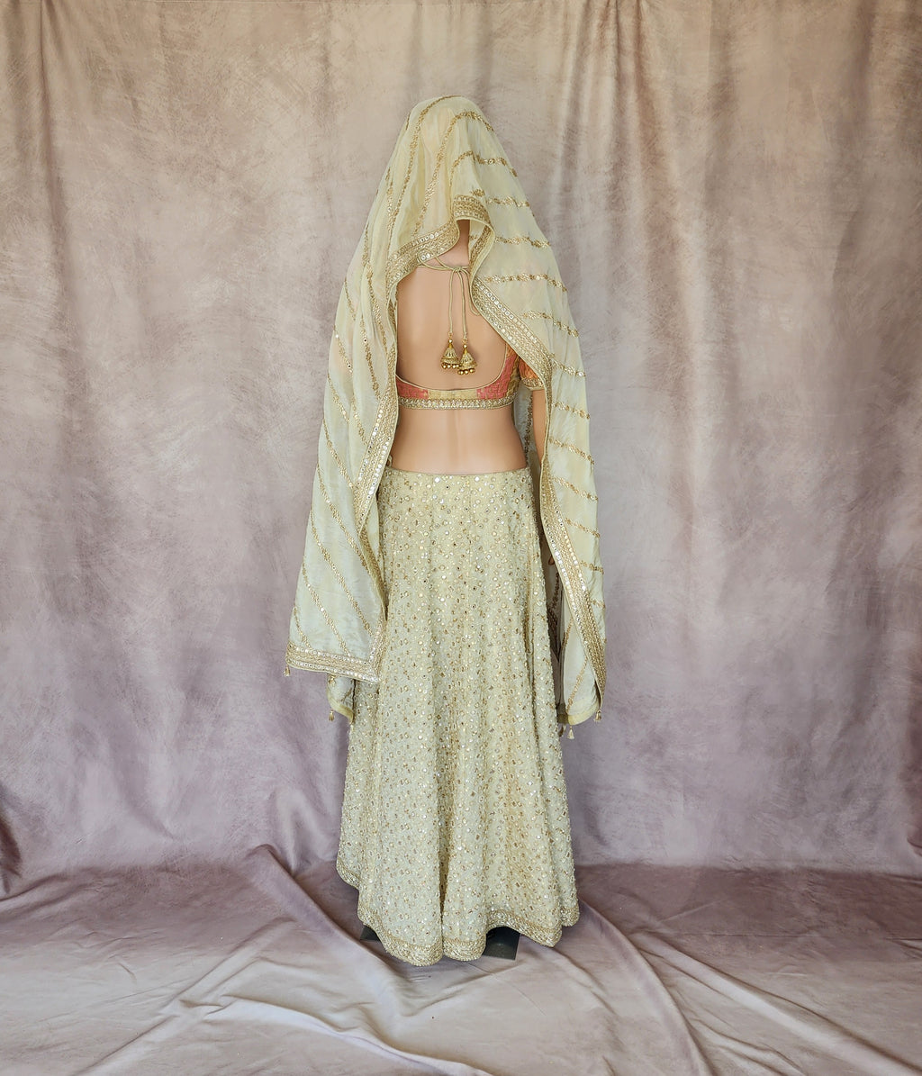 Pastel Peach and Coral Lehenga