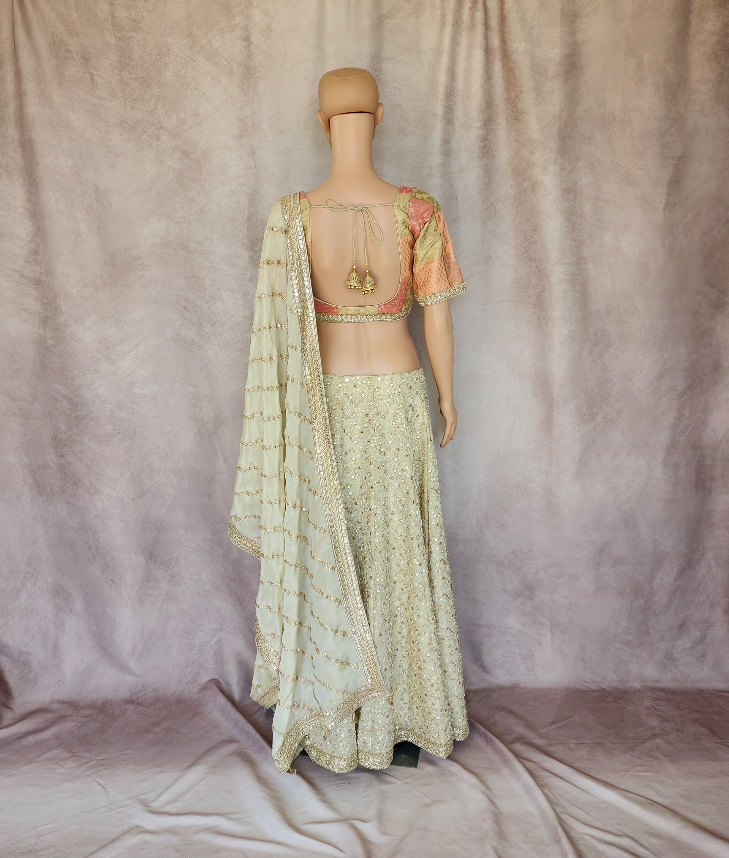 Pastel Peach and Coral Lehenga