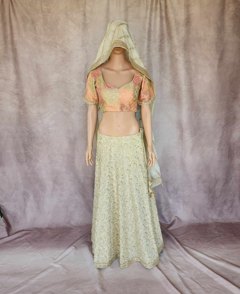 Pastel Peach and Coral Lehenga