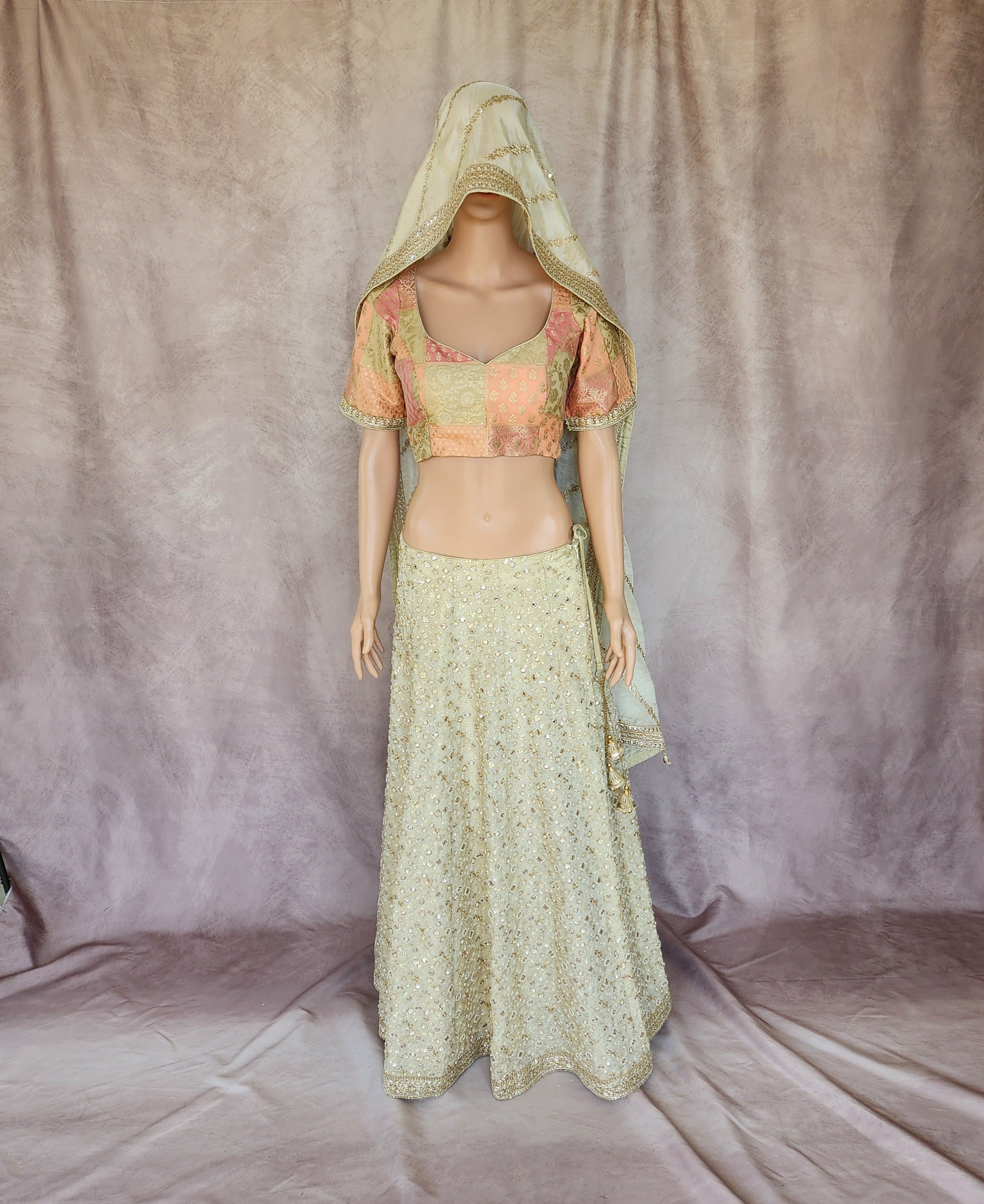 Pastel Peach and Coral Lehenga