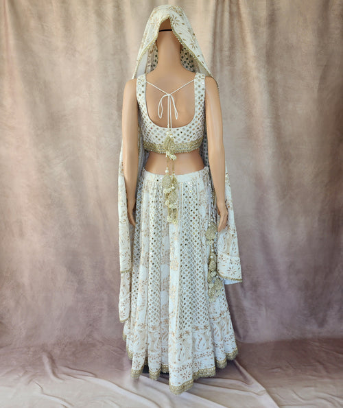 White Chikankari Lehenga Set